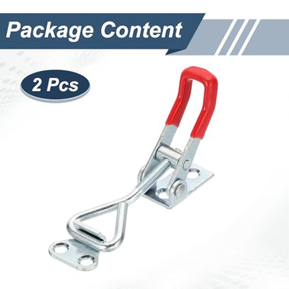 HARFINGTON 2pcs Adjustable Toggle Clamp M5 x 27mm 220lbs Holding Capacity 4001 Style Quick Release Pull Latches Clamps Hasp for Smoker Lid Jig Tool Box Case, Silver Red - color: Silver Red, size: M5 x 27mm + 220lbs