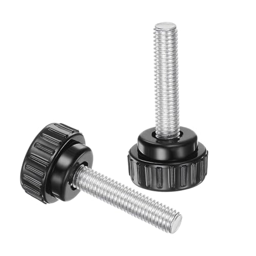 uxcell 4pcs Knurled Clamping Knobs M8 x 40mm Metric Zinc Plated Carbon Steel Male Thread Thumb Screw on Type 30mm Plastic Round Head Threaded Hand Bolt Stud Knobs Black - size: M8 x 40mm x 30mm