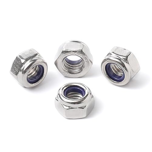 M10-1.5 Nylon Insert Lock Nuts, 304 Stainless Steel, 20 Pack