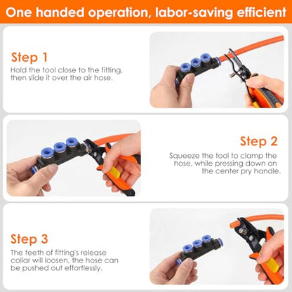 Air Line Removal Tool Pliers, Push to Connect Fittings Disconnect Tool for Air Hose, Quick Connect Pneumatic Fitting Release Plier for Automotive & Industrial Use (1/4" 5/16" & 3/8" 1/2") - color: 1/4" 5/16" & 3/8" 1/2"