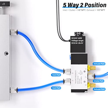 TAILONZ 1/8"NPT DC24V Solenoid Valve 2Position 5Way Outlet wire 4V110-06 - color: DC24V, size: 2 Position 5 Way-1/8"NPT