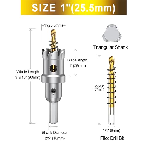 2Pcs 1 Inch TCT Carbide Hole Saw Set for Hard Metal - size: 25.5mm | 1''-2 Pack