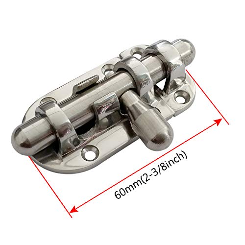 NRC&XRC Marine 316 SS Heavy Duty 2-3/8"(60MM) Locker Latch Slide Barrel Bolt for Marine Boat Window/Door/Hatch