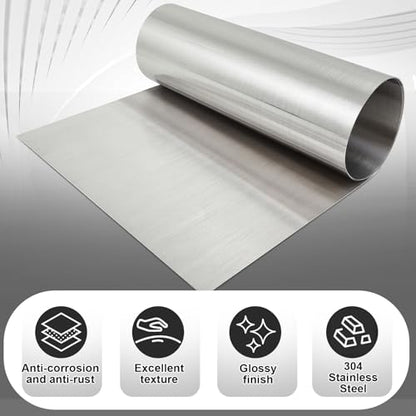 MorningRo 304 Stainless Steel Sheet 48 x 120 Inches, 24 Gauge Heavy Duty Brushed Finish with Protective Film, Food Grade Metal Sheet for Backsplash, Countertops, Wall Panel, Industrial and DIY Project - size: 48 x 120 Inches