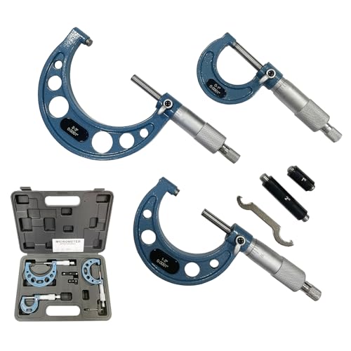 Outside Micrometer Set, MFQNENLK 0-3" Precision Machinist Tools 0.0001in Accuracy, Micrometer Measuring Tool Set, Alloy Precision Micrometer with Fitted Case (3Pcs Set) - size: 3Pcs Set