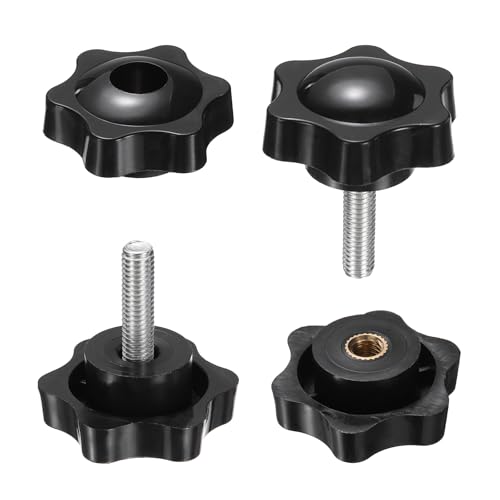 HARFINGTON Star Knobs M6 x 20mm Male + M6 Female Thread 38mm Head 2 Set - size: M6 x 20mm + M6 x 38mm