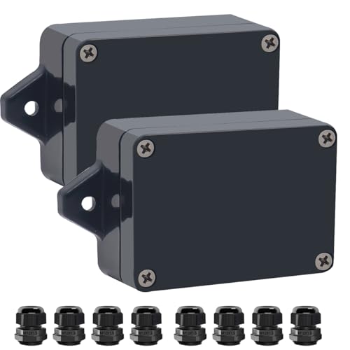 Junction Box IP65 Waterproof ABS Plastic Electrical Project Case Power Junction Boxes, Project Box with Fixed Ear Black 3.3 x 2.3 x 1.3Inch (83 x 58 x 33mm) - color: Fixed Ear Design, size: 3.3”x2.3”x1.3”