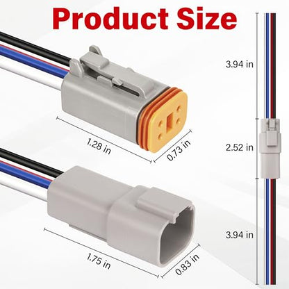 Deutsch DT 4 Pin Grey Male Female Wiring Harness Connector 6 Kits, 16 AWG - color: 6 Sets-Grey, size: 4Pin