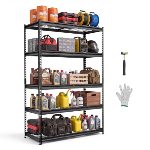 VEVOR Storage Shelves, 5-Tier 3000 lbs Garage Shelving 48 x 20 x 71.4 in - color: Black, size: 20" D x 48" W x 71.4" H