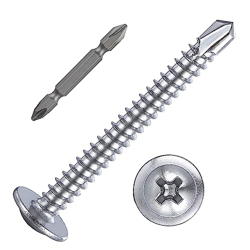 Wensilon（150pcs）#8×1-1/2”for Sheet Metal Self-Tapping Screws 410 Stainless Steel Truss Head High-Strength Quick Tapping Screws - color: Silver, size: #8X1-1/2"
