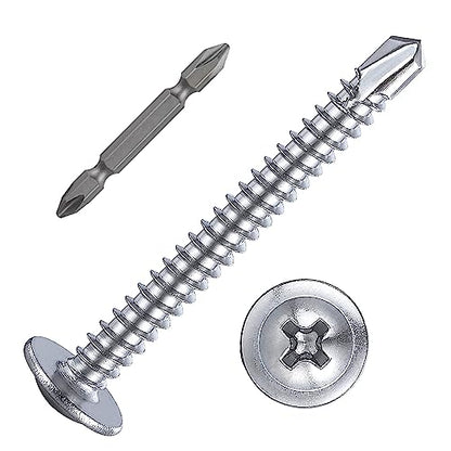 Wensilon（150pcs）#8×1-1/2”for Sheet Metal Self-Tapping Screws 410 Stainless Steel Truss Head High-Strength Quick Tapping Screws - color: Silver, size: #8X1-1/2"