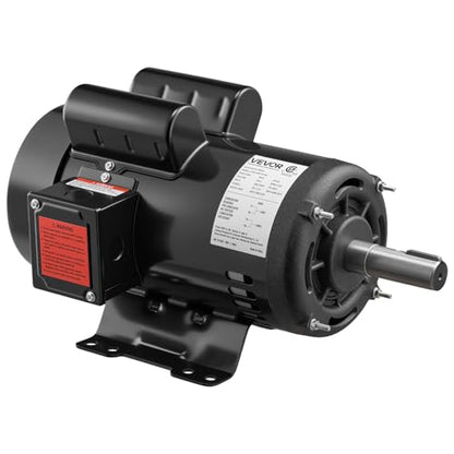 VEVOR 5 HP Electric Motor, 1725RPM Air Compressor Motor, CW/CCW Rotation, 1.125 inch Shaft Diameter, 2.75inch Shaft Length, 20.7N.m Torque, Single-Phase, ODP Cooling, 230V, 184T Frame - size: 5P-2.75in Shaft Length