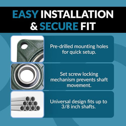 PGN UCF201-8 (4 Pack) Square Flange Bearing 1/2" Bore - size: 4, style: UCF201-8