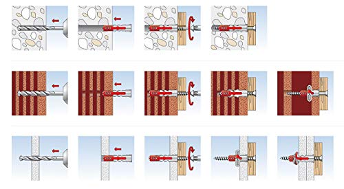 fischer DuoPower Universal Wall Anchors for Fastenings in Concrete, Brick, Drywall and Wood, (100, Old, 3/16" x 1") (50, 1/4" x 1 3/16", Old Version) - size: 1/4" x 1 3/16"
