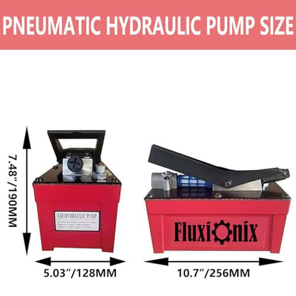 Air Hydraulic Pump 10,000 PSI, 1.7L Reservoir, NPT 1/4" Inlet, NPT 3/8" Oil Outlet, Hydraulic Pump Air Hydraulic Foot Pump with 6.6ft Pipe, Red - color: Red