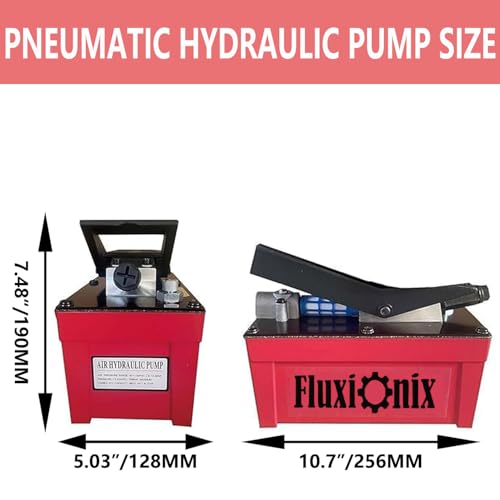 Air Hydraulic Pump 10,000 PSI, 1.7L Reservoir, NPT 1/4" Inlet, NPT 3/8" Oil Outlet, Hydraulic Pump Air Hydraulic Foot Pump with 6.6ft Pipe, Red - color: Red