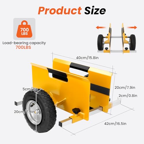 10 Inch Panel Dolly 700LB Heavy-Duty Drywall Cart with Pneumatic Wheels Adjustable Frame Moving Cart for Drywall Plywood Doors Indoor Outdoor Use (Yellow) - color: Yellow