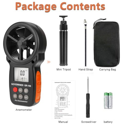 Handheld Anemometer with Tripod, Digital Wind Speed CFM Meter - size: Compact