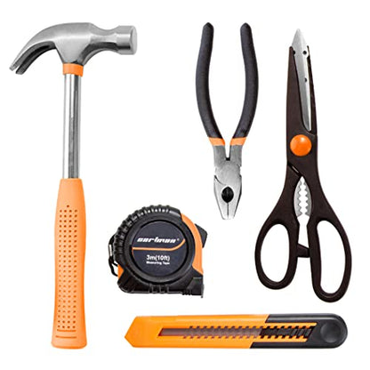CARTMAN Complete Household Tool Set, Orange Hand Kit With Storage Case - color: Light Orange