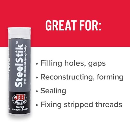 J-B Weld SteelStik, 1 Hour Cure, Steel Reinforced Epoxy Putty Stick - 2 Pack, Dark Grey (8267-2) - size: 2 oz - 2 Pack
