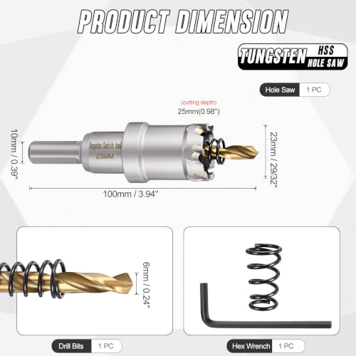 29/32" 23mm Hole Saw Tungsten Carbide TCT Hole Cutter W/Drill Bit - size: 23mm (29/32")