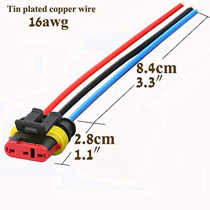3 Pin Connector Waterproof,3Pin Way Car Electrical Connector,with Wire 16AWG Marine for Car,Truck,Boat,Motorcycle and Other Wire Connections. (5pairs) - size: 3-way