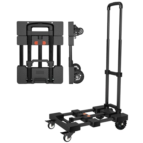 Folding Hand Truck Dolly Cart 500lbs for Travel/Home Use - color: Black