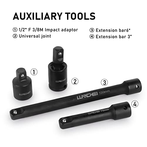 3/8" Drive 48Pc Impact Socket Set SAE/Metric Fits Various Wrenches - size: 3/8" Socket Set
