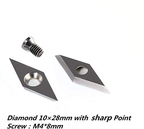 3pcs Tungsten Carbide Cutters Inserts Set for Wood Lathe Turning Tools(Include 11mm Square With Radius,12mm Round,28x10mm Diamond With sharp point),Supplied with Screws