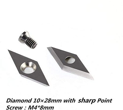 3pcs Tungsten Carbide Cutters Inserts Set for Wood Lathe Turning Tools(Include 11mm Square With Radius,12mm Round,28x10mm Diamond With sharp point),Supplied with Screws