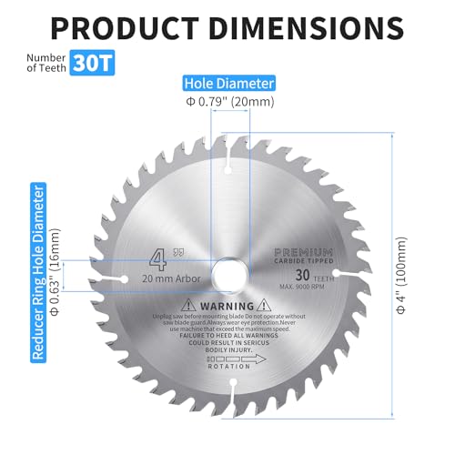 TCT Circular Saw Blade, 4 Inch, 30T - size: 4 inch 30 Tooth