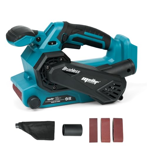 Upgraded Cordless Brushless Belt Sander Compatible with Makita 18V Battery - color: Blue