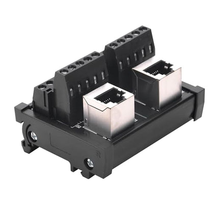 2Way RJ45 8P8C DIN Rail Mount Ethernet Connector Distribution - size: 2 way