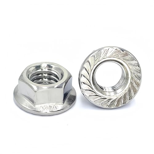 3/8-16 Serrated Flange Hex Lock Nuts 25 Pcs 304 Stainless Steel 18-8, Full Thread, Hex Drive, Bright Finish - size: 3/8"-16