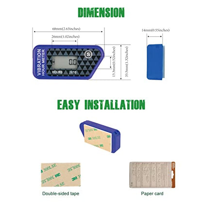 YOOREAL Vibration Hour Meter,Maintenance Hours Waterproof IP68 - color: Blue