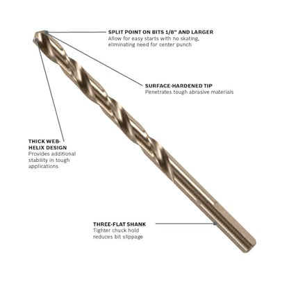Bosch CO2155B 7/16 in. X 5-1/2 in. Cobalt M42 Drill Bit - size: 7/16 x 5-1/2 in.
