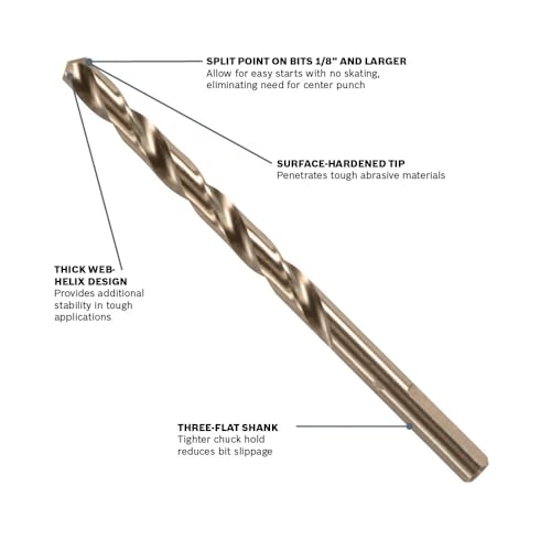 Bosch CO2139B 3/16 in. X 3-1/2 in. Cobalt M42 Drill Bit - size: 3/16 x 3-1/2 in.