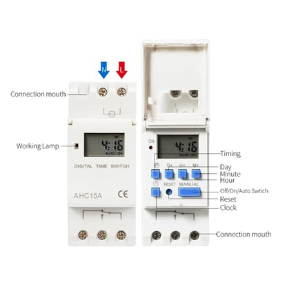 Timer Switch, WenzhiIoT AHC15A AC 110V/16A Weekly Programmable Timer Relay Digital LCD Power