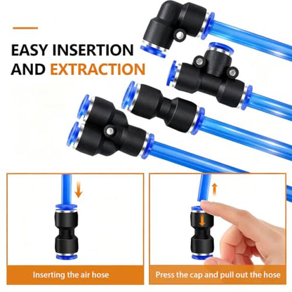 mankk 60Pcs 1/4" Push Connect Air Fittings Quick Release Pneumatic Kit - color: 60PCS