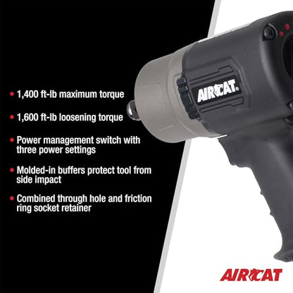 AIRCAT 1770-XL 3/4" Composite Impact Wrench, 1,400 ft-lb Max Torque