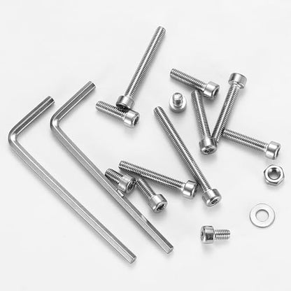 1110Pcs M3 Silver Stainless Steel Hex Socket Screws and Nuts Assortment Kit - color: Silver 1100