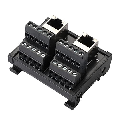 2Way RJ45 8P8C DIN Rail Mount Ethernet Connector Distribution - size: 2 way