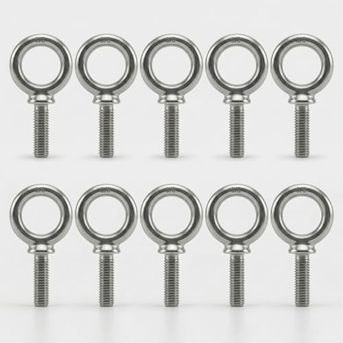 HomelyNest Eye Bolt 3/8"-16 x 1-1/4" - Heavy Duty 304 Stainless Steel Shoulder Eye Bolt for Lifting, Marine Grade, Machinery, 10 Packs - size: 3/8
