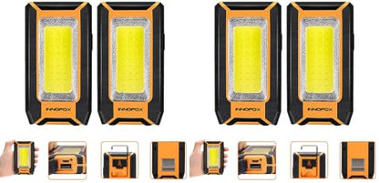 innofox 4-Pack LED Rechargeable Magnetic Work Light 1500 Lumens, Hanging Hook with 3 Modes, LED Work Light for Car Repair, Camping, and Hurricane Use - size: Portable (Pack of 2)