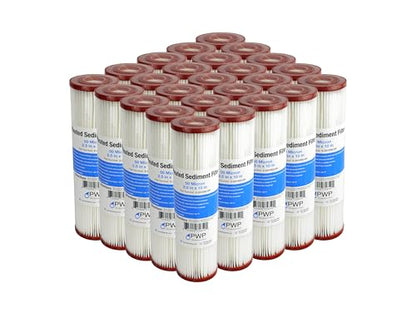 Pleated Poly Sediment Water Filter Cartridge Standard 2.5x10" 50 Micron 25 Pack