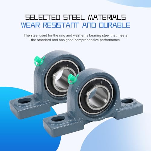 2 Pack UCP206-20 Pillow Block Bearing - Pack of 2 Mounted Pillow Block Bearings - 1 1/4" Mounted Pillow Block Chrome Steel Bearings Solid Cast Iron Base - Self Alignment - style: UCP206-20