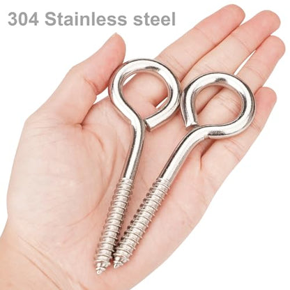 Aovchei Eye Screws, 4 Pcs 4.5 inches 304 Heavy Duty Screw Hooks - color: 304, size: 4.5 Inch 4pcs