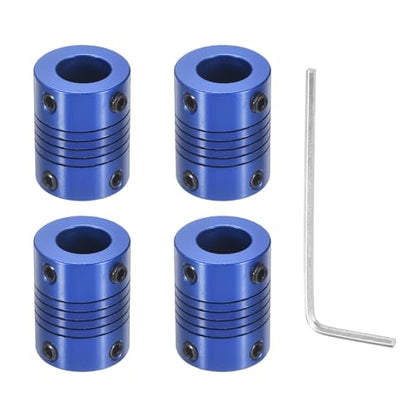Flexible Shaft Coupling(5mm|10mm): 4 Pcs Blue Aluminum Alloy - color: Blue, size: 5mm x 10mm (19mm OD, 25mm L)