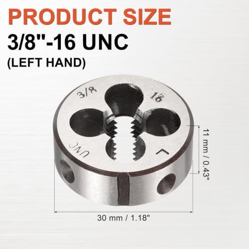 3/8"-16 UNC Round Threading Die Left Hand Alloy Steel - size: 3/8"-16 UNC
