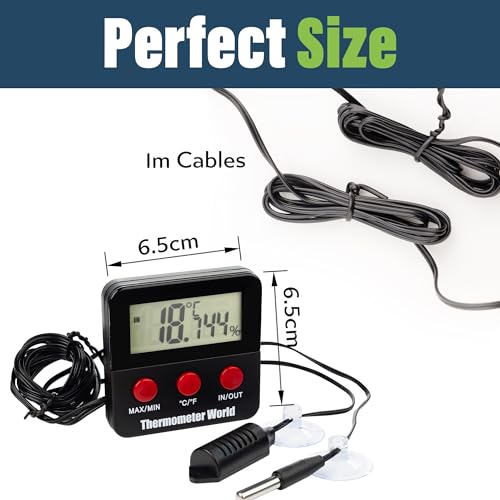 Digital Reptile Thermometer Hygrometer with 2 External Remote Probes